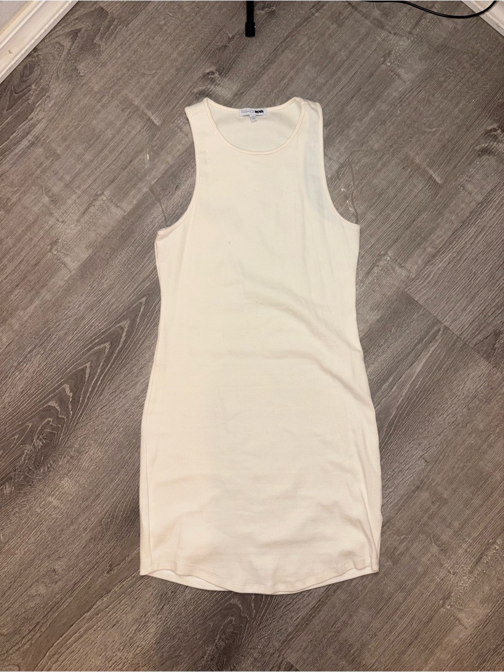 Fashion Nova Cream Ribbed Tank Dress